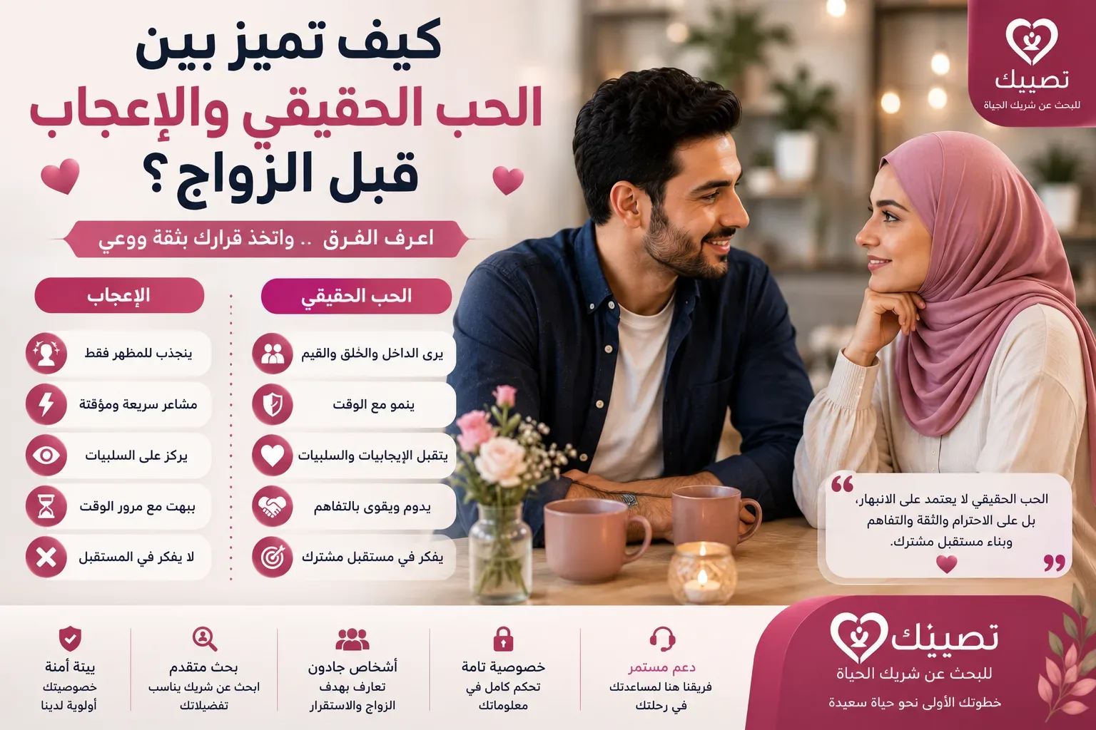 كيف تميز بين الحب الحقيقي والإعجاب قبل الزواج؟