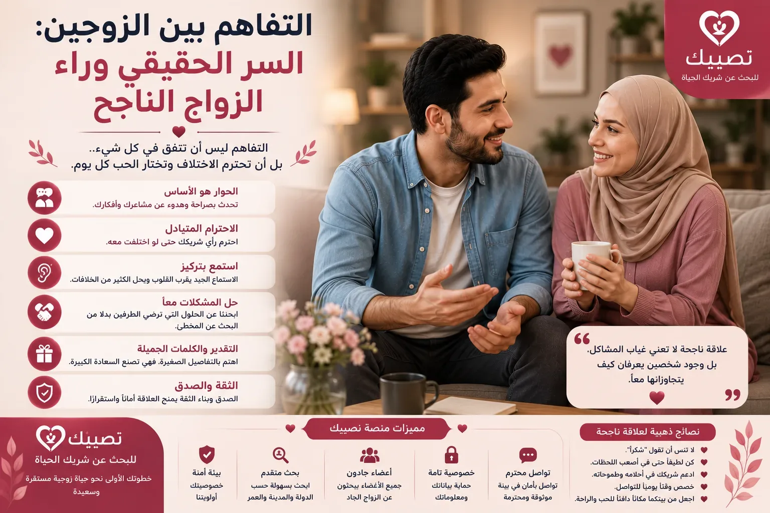 التفاهم بين الزوجين: السر الحقيقي وراء الزواج الناجح